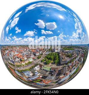 Blick auf die Innenstadt von Augsburg Stockfoto