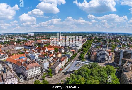 Blick auf die Innenstadt von Augsburg Stockfoto