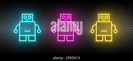 Niedlicher Roboter Neon Icon Set Stock Vektor