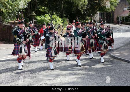 Scottish Pipe Band bei Cumnock Highland Games, Ayrshire, Schottland, Großbritannien 21 Aug 2016 Stockfoto