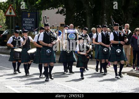 Scottish Pipe Band bei Cumnock Highland Games, Ayrshire, Schottland, Großbritannien 21 Aug 2016 Stockfoto