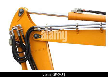 Die Vorbereitung der Straße durch das Baggerlader vor dem Tarring. Stockfoto