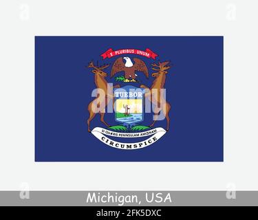 Michigan USA Staatsflagge. Flagge von MI, USA isoliert auf weißem Hintergrund. Vereinigte Staaten, Amerika, American, Vereinigte Staaten von Amerika, US-Bundesstaat. Vektor-il Stock Vektor