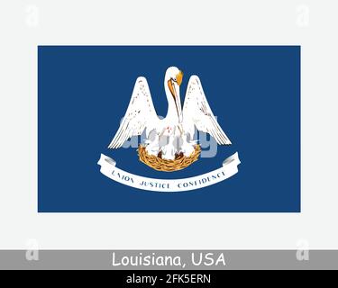 Staatsflagge der USA in Louisiana. Flagge von LA, USA isoliert auf weißem Hintergrund. Vereinigte Staaten, Amerika, American, Vereinigte Staaten von Amerika, US-Bundesstaat. Vektor i Stock Vektor