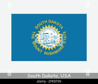 South Dakota USA Staatsflagge. Flagge von SD, USA isoliert auf weißem Hintergrund. Vereinigte Staaten, Amerika, American, Vereinigte Staaten von Amerika, US-Bundesstaat. Vecto Stock Vektor