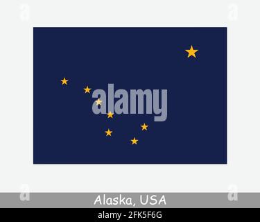 Alaska USA Staatsflagge. Flagge von AK, USA isoliert auf weißem Hintergrund. Vereinigte Staaten, Amerika, American, Vereinigte Staaten von Amerika, US-Bundesstaat. Vektorgrafik Stock Vektor