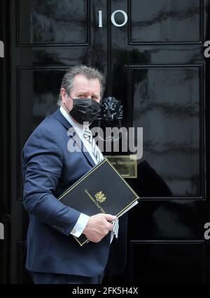 London, England, Großbritannien. April 2021. Der parlamentarische Finanzminister und Chief Whip MARK SPENCER ist in der Downing Street zu sehen. Kredit: Tayfun Salci/ZUMA Wire/Alamy Live Nachrichten Stockfoto