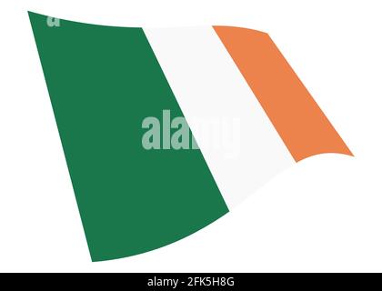 Irland winkende Flagge 3d-Illustration isoliert auf weiß mit Ausschnitt Pfad Stockfoto