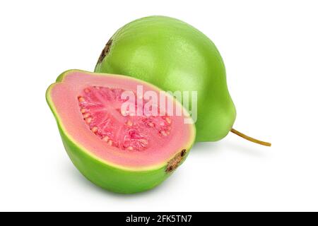 Guava Frucht isoliert auf weißem Hintergrund mit Clipping-Pfad und Volle Schärfentiefe Stockfoto