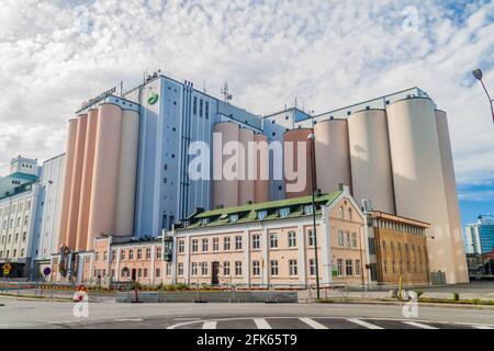 MALMÖ, SCHWEDEN - 27. AUGUST 2016: Nord Mills Mehlmühle in Malmö, Schweden. Stockfoto