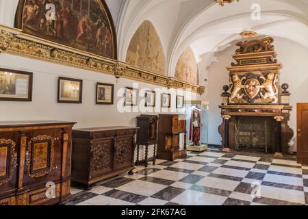 DANZIG, POLEN - 2. SEPTEMBER 2016: Das Innere des Danziger Historischen Museums befindet sich im gotisch-Renaissance Rathaus. Stockfoto