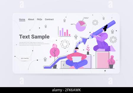 Das Team der Geschäftsleute zeichnet einen Pfeil mit einem Liniendiagramm und einem zunehmenden Investment-Management Strategie Stock Vektor