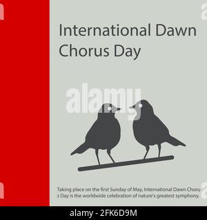 Der International Dawn Chorus Day, der am ersten Sonntag im Mai stattfindet, ist die weltweit größte Symphonie der Natur. Stock Vektor