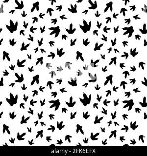 Dinosaurier Fußabdruck Spuren. Minimalistisches Nahtmuster. Hintergrund mit Pfote, Klaue Raubtier. Dinosaurier Fußabdruck Illustration perfekt für Textil-, Wrap-und Stock Vektor