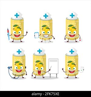 Arzt Beruf Emoticon mit Zitronensoda kann Zeichentrickfigur. Vektorgrafik Stock Vektor
