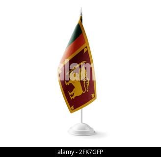 Kleine Nationalflagge der Sri Lanka auf einer weißen Flagge Hintergrund Stockfoto