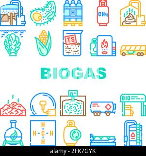 Symbole Für Die Sammlung Von Biogas-Energie – Vektor Festlegen Stock Vektor