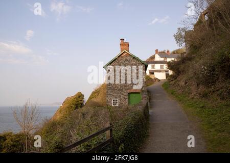 Ferienhäuser im Küstendorf Bucks Mills, North Devon, Großbritannien Stockfoto