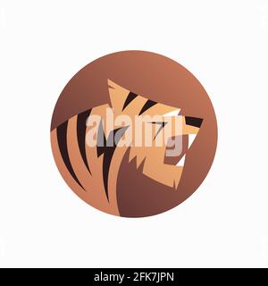 Tiger-Logo-Design. Vektordarstellung des abstrakten brüllenden Tigers isoliert auf weißem Hintergrund Stock Vektor