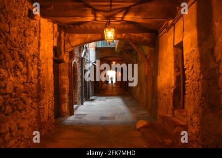 Rue Obscure, Villefranche Sur Mer, Südfrankreich Stockfoto