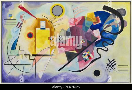 Kandinsky Kunstwerk mit dem Titel Gelb, Rot und Blau. Stockfoto