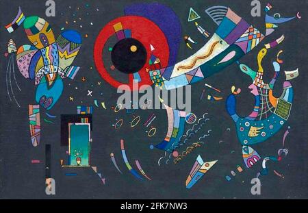 Kandinsky-Kunstwerke. Nachtmanöver oder Lost in Space. Unbenanntes Bildmaterial. Sie haben die Wahl. Stockfoto