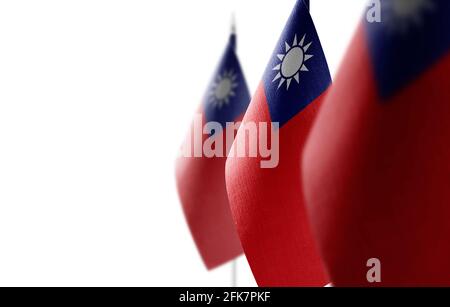 Kleine Nationalflaggen der Taiwans auf weißem Hintergrund Stockfoto