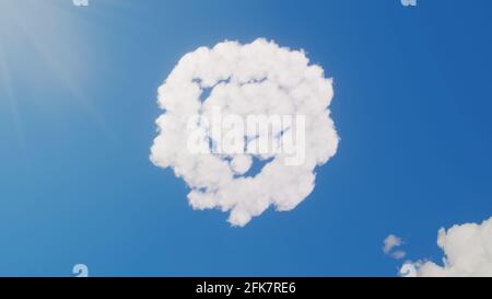 3d-Darstellung von weißen, flauschigen Wolken in Form eines Symbols Von Löwenkopf wildes Tier auf blauem Himmel mit Sonne Strahlen Stockfoto