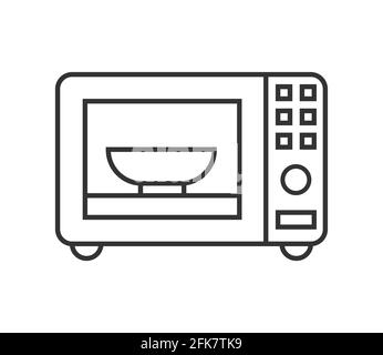 Pixel Perfect-Symbolvektor für Mikrowellenöfen. Schild mit der Linie für kleine Küchengeräte. Symbol für Haushaltsgeräte für App, Web. Die Kochausrüstung ist abgebildet. Stock Vektor