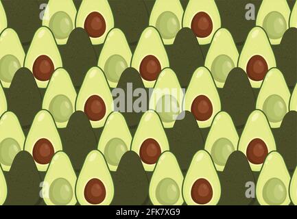 Hintergrund mit Avocado. Vektor-Avocado-Muster. Vektor-Textur für Textil, Packpapier, Verpackung. Stock Vektor