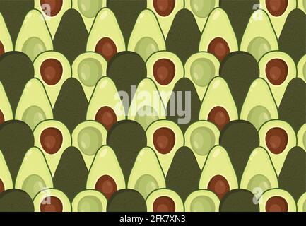 Hintergrund mit Avocado. Vektor-Avocado-Muster. Vektor-Textur für Textil, Packpapier, Verpackung. Stock Vektor
