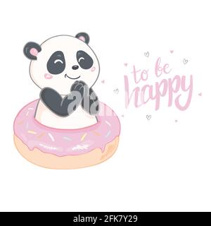 Niedlich Panda Charakter Vektor-Design, Grußkarte, Einladung, Grußkarte, Poster, Mit niedlichen, handgezeichneten Cartoon Stock Vektor