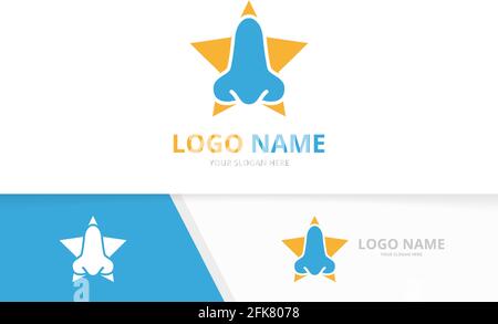 Vektor-Nase und Stern-Logo-Kombination. HNO-Klinik, Design-Vorlage für otolaryngologische Logotypen. Stock Vektor