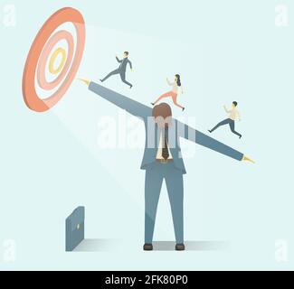 Das Konzept, Menschen dabei zu helfen, ihre Ziele zu erreichen. Vektorgrafik. Stock Vektor