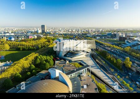 Philharmonie de Paris, Luftaufnahme mit Drohne Stockfoto