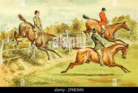 Colour Fox Hunting Illustration aus dem Buch "The Best season on record", ausgewählt und neu veröffentlicht aus "The Field" von Captain Pennell-Elmhirst, Edward 1845-1916; illustriert von John Sturgess, Veröffentlicht in London von George Routledge and Sons 1884 Stockfoto