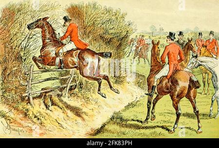 Colour Fox Hunting Illustration aus dem Buch "The Best season on record", ausgewählt und neu veröffentlicht aus "The Field" von Captain Pennell-Elmhirst, Edward 1845-1916; illustriert von John Sturgess, Veröffentlicht in London von George Routledge and Sons 1884 Stockfoto