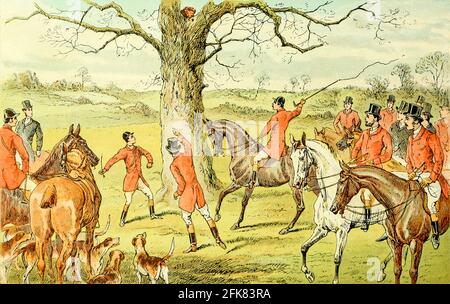 Colour Fox Hunting Illustration aus dem Buch "The Best season on record", ausgewählt und neu veröffentlicht aus "The Field" von Captain Pennell-Elmhirst, Edward 1845-1916; illustriert von John Sturgess, Veröffentlicht in London von George Routledge and Sons 1884 Stockfoto