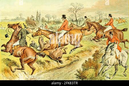 Colour Fox Hunting Illustration aus dem Buch "The Best season on record", ausgewählt und neu veröffentlicht aus "The Field" von Captain Pennell-Elmhirst, Edward 1845-1916; illustriert von John Sturgess, Veröffentlicht in London von George Routledge and Sons 1884 Stockfoto