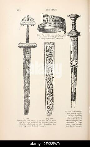 Auswahl verschiedener Schwerter der Eisernen Wikinger aus dem Buch „The viking Age: The Early History, Maners, and Sitten of the Ahnen of the English speaking Nations“ von Du Chaillu, (Paul Belloni), 1835-1903 Erscheinungsdatum 1889 von C. Scribner's Sons in New York, Stockfoto