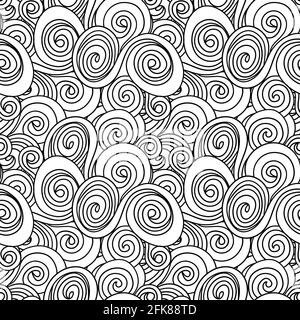 Nahtloses Muster mit niedlichen schwarzen Doodle Wolken auf weiß. Kinder wiederholen Hintergrund. Endlose Textur kann für Tapeten, Musterfüllungen, Web verwendet werden Stock Vektor