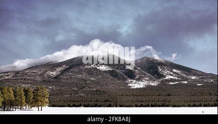 Die Gipfel von San Francisco nördlich von Flagstaff, Arizona, sind bis zu 13,000 Meter hoch und oft schneebedeckt. Stockfoto