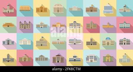 Das Parlament Symbole, flacher Stil Stock Vektor