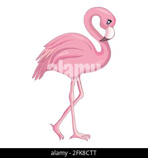 Cartoon Flamingo isoliert auf weißem Hintergrund. Vektorgrafik. Stock Vektor