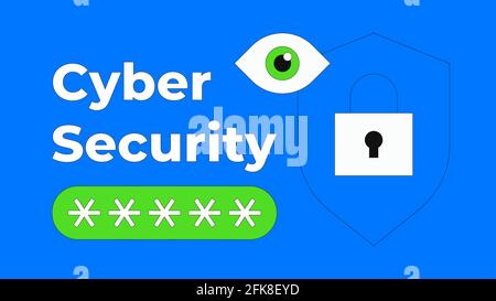 Illustration zur Cyber-Sicherheit in flacher Umrissform Stock Vektor