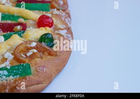 Nahaufnahme einer spanischen Dessertkoka de Sant Joan Stockfoto