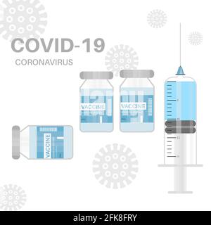 Coronavirus covid-19 Healthcare medizinischer Grippe- und Virusimpfstoff. Stock Vektor
