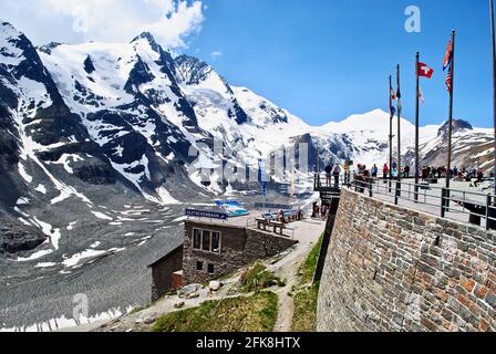 Die Pasterze ist der längste Gletscher Österreichs und der Ostalpen, die Großglockner Hochalpenstraße (Großglockner-Hochalpenstraße). Stockfoto