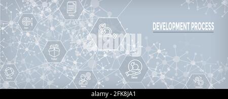 Agile Scrum Prozess- und Entwicklungsicon Set Web-Header-Banner Stock Vektor