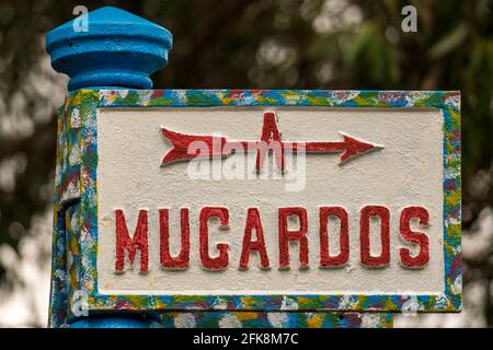 Nach Mugardos Road Sign Galicia Spain Stockfoto